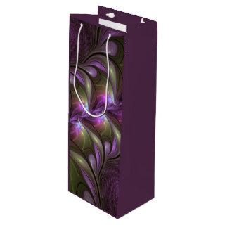 Colorful Abstract Violet Purple Khaki Fractal Art Wine Gift Bag