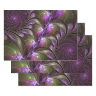 Colorful Abstract Violet Purple Khaki Fractal Art  Sheets