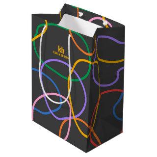 Colorful Abstract Wavi lines Pattern Medium Gift Bag