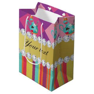 Colorful Alice in Wonderland and Stripes Medium Gift Bag