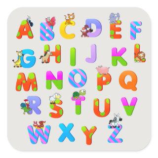 Colorful Alphabetical Letters Square Sticker