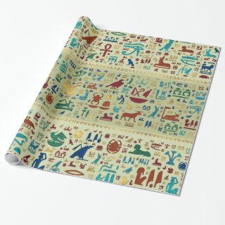 Colorful  Ancient Egyptian hieroglyphs pattern