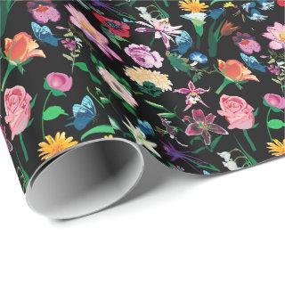 Colorful Assorted Flowers Custom Black Background