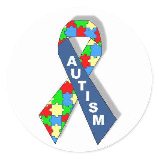 Colorful Autism Awareness Ribbon Classic Round Sticker