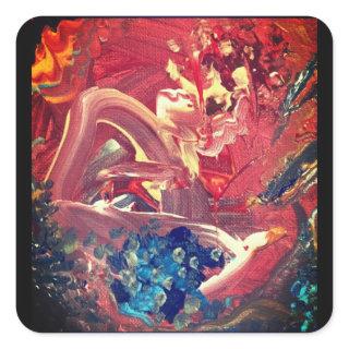 Colorful Bird and the Lake Square Sticker