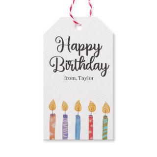 Colorful Bright Happy Birthday Candles Gift Tags