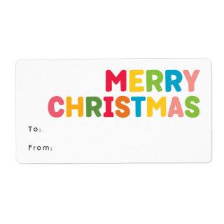 Colorful & Bright Merry Christmas Rectangular Gift Label