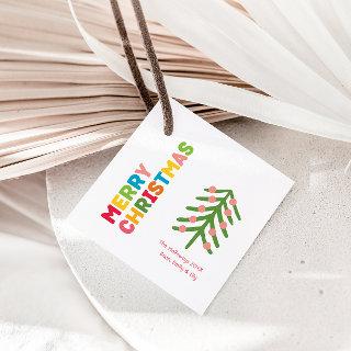 Colorful & Bright Merry Christmas Square Gift Tags