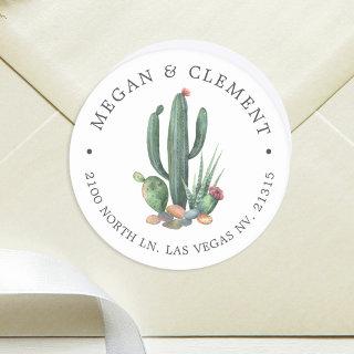 Colorful Cacti | Desert Theme | Return Address Classic Round Sticker