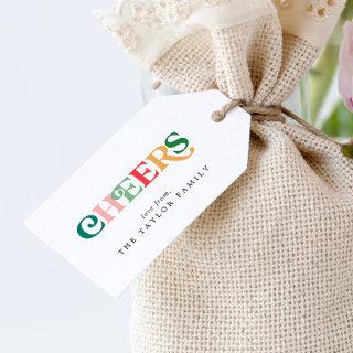 Colorful Cheers New Year Family Holiday Gift Tags