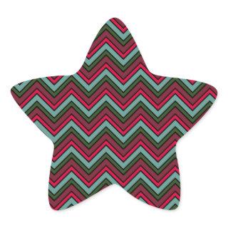 Colorful chevron zigzag pattern star sticker