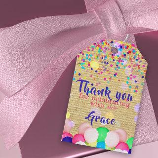 Colorful Confetti And Balloons Birthday Thank You Gift Tags