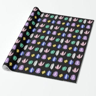 Colorful Crystals Pattern Black