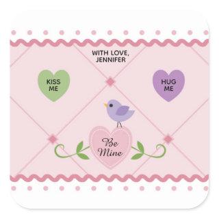 Colorful Customizable Candy Hearts Valentine Square Sticker