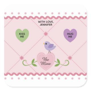 Colorful Customizable Candy Hearts Valentine Square Sticker