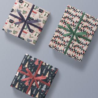 colorful cute christmas trio pack set gift  sheets