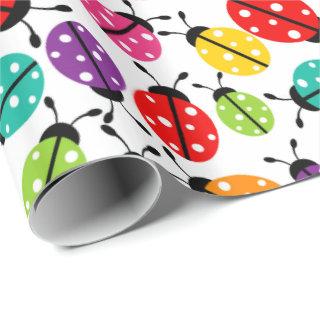Colorful Cute Lady Bug Seamless Pattern Wrapping P