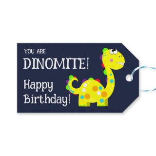 Colorful Dinosaur Happy Birthday  Gift Tags