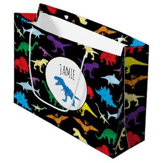 Colorful Dinosaurs Watercolor Kids Pattern Large Gift Bag