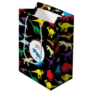 Colorful Dinosaurs Watercolor Kids Pattern Medium Gift Bag
