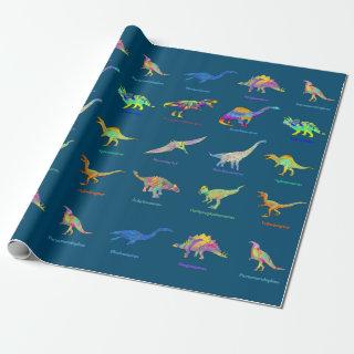 Colorful Dinosaurs With Names Blue