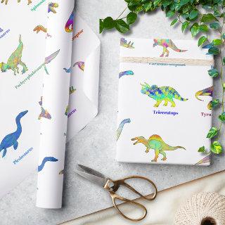 Colorful Dinosaurs with names Pattern