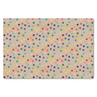 Colorful Dots Art On Rustic Faux Brown Kraft Tissue Paper