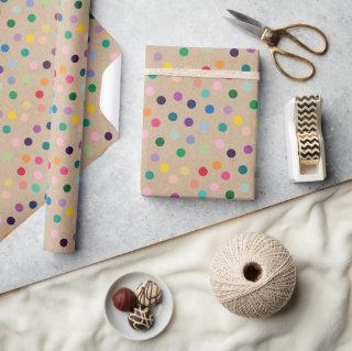 Colorful Dots Art On Rustic Faux Brown Kraft