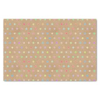 Colorful Dots Pattern On Rustic Faux Brown Kraft Tissue Paper