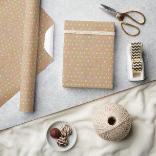 Colorful Dots Pattern On Rustic Faux Brown Kraft