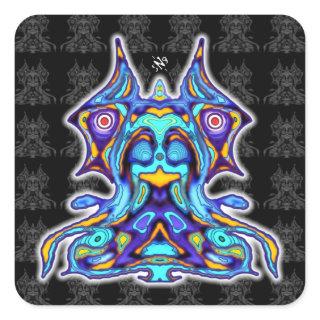 Colorful dragon bird on the throne v2 square sticker
