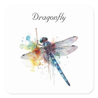 Colorful Dragonfly customizable Square Sticker