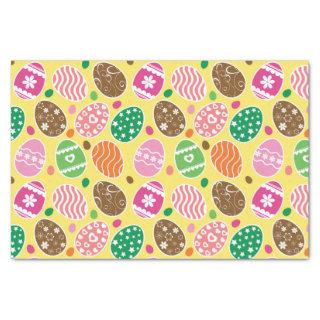 Colorful Easter Eggs Pattern Yellow Background Tissue Paper