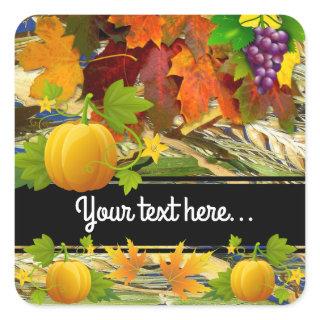Colorful Fall Your Text Square Sticker