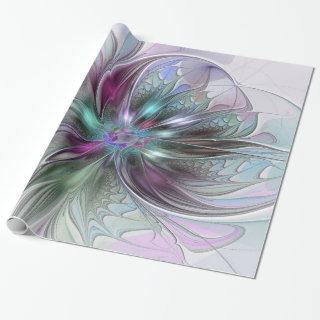 Colorful Fantasy Abstract Modern Fractal Flower