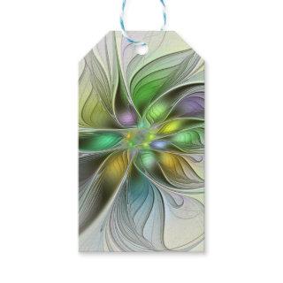 Colorful Fantasy Flower Modern Abstract Fractal Gift Tags
