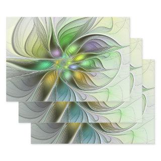 Colorful Fantasy Flower Modern Abstract Fractal  Sheets