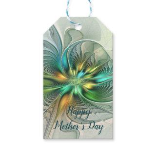 Colorful Fantasy Modern Abstract Flower Fractal Gift Tags
