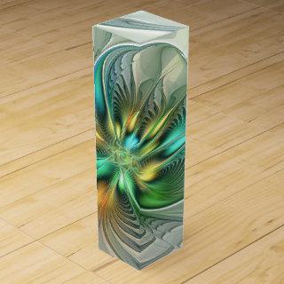 Colorful Fantasy Modern Abstract Flower Fractal Wine Box