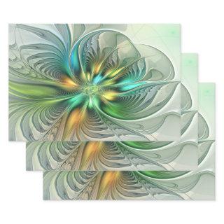 Colorful Fantasy Modern Abstract Flower Fractal  Sheets