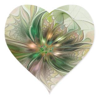 Colorful Fantasy Modern Abstract Fractal Flower Heart Sticker