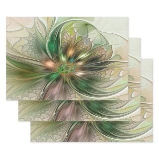 Colorful Fantasy Modern Abstract Fractal Flower  Sheets