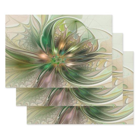 Colorful Fantasy Modern Abstract Fractal Flower  Sheets