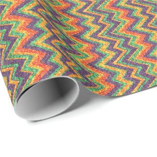 Colorful Faux Glitter Chevron Zigzag Pattern