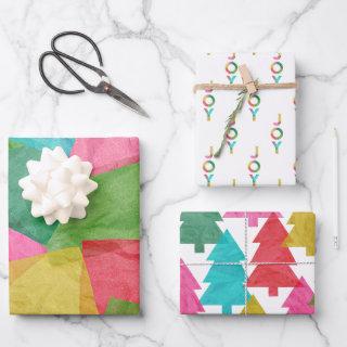 Colorful Faux Tissue Paper Art Christmas
