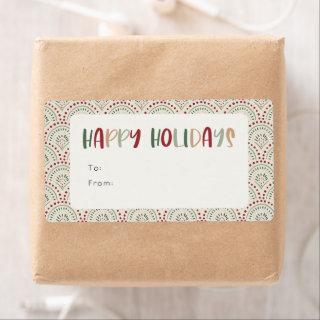 Colorful Festive Happy Holidays Rectangle Gift Label