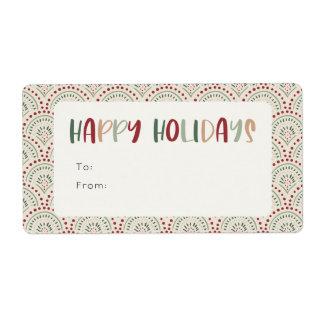 Colorful Festive Happy Holidays Rectangle Gift Label
