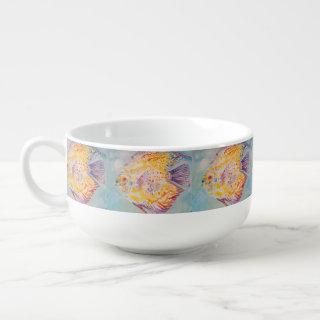 Colorful Fish Sea Pattern Watercolor  Soup Mug