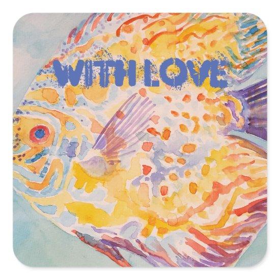 Colorful Fish Sea Pattern Watercolor  Sticker