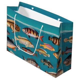Colorful Fish Under Blue Ocean Water  Large Gift Bag